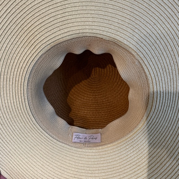 Chic Tan and Gold Women's Hat with Feather Accent - Picture 3 of 4